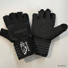 防起繭防滑男女戶外運動啞鈴單槓健身房護腕器械訓練半指, 1個, 健身手套加長護腕M嗎