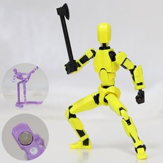 [착착 붙어] 아느캐 DIY 3D 더미 액션 피겨 구체관절 자석형 피규어 무기7종+거치대+손 파츠6종+자석2개 제작영상제공, 더미 옐로우, 1개