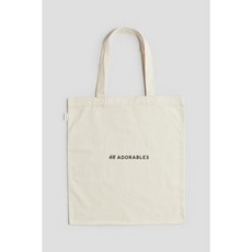 H&M 브랜드관 코튼 토트 백 크림색 1247449001