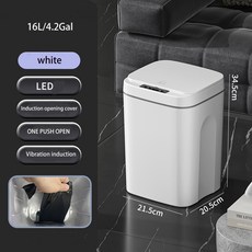 16L 자동 센서 쓰레기통 전기 터치리스 스마트 빈 주방 욕실 방수 버킷 뚜껑 홈 휴지통, Charging White, 1개