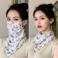 플라워 쿨 [KC인증] 차단 자외선 마스크 햇빛 가리개, 화이트A