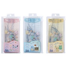 寶可夢 尺繪圖四件套組 皮卡丘 Pokemon 直尺 文具 刻度尺 文具組 三角板 三角尺 量角器 繪圖用品 繪圖尺, 1個, 寶可夢-套尺-隨機出款, 隨機
