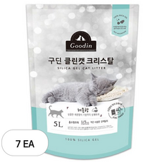 구딘 고양이 클린캣 크리스탈 실리카 배변모래, 5L, 7개, 레몬향
