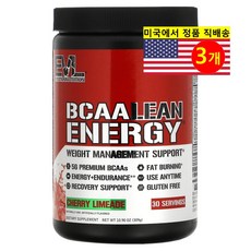EVLution Nutrition 에블루션 뉴트리션 BCAA LEAN 에너지 체리 라임에이드향, 309g, 3개