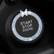 Clab 차량용 시동버튼 커버 나비모양 점화버튼 장식 커버 자동차 악세사리 인테리어 용품, 1개, 파란색