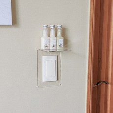 전등 손때방지 스위치 커버 보호 콘센트 선 정리 아크릴 선반 주문제작 거치대 벽 무타공, 스위치 커버 선반, 투명, 1개