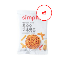 simplus 옥수수 고추맛콘, 5개, 125g