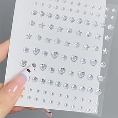 化妝寶石裝飾貼, 96銀色愛心, 1張