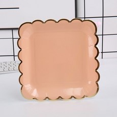 一次性紙碗 燙金加厚 生日派對小吃碗, 9寸方盤粉色10個, 1個