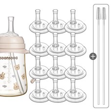 순수아 더블하트 젖병 호환 교체용 리필 추 빨대, 꼭지12개+솔2개, 1개