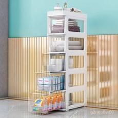 18/25/34cm夾縫收納櫃衛生間縫隙廚房窄縫儲物櫃塑料洗手間收納櫃廚房置物架 廚房收納櫃 櫥櫃 餐櫃 多層收納櫃 E, 六層,【25面寬】白框透明抽-頂蓋可置物, 1個