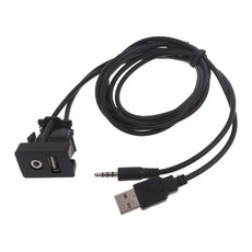 유연한 USB AUX 플러시 마운트 케이블 대시보드 패널 마운트 USB+3.5mm 커넥터, 1개