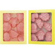 Mian Xiao Xin 비스킷 몰드 DIY 3D 입체 홈베이킹 도구 아이싱 쿠키스탬프 8종 세트 MX001, 크리스마스 A 1개 + 크리스마스 B 1개, 1세트