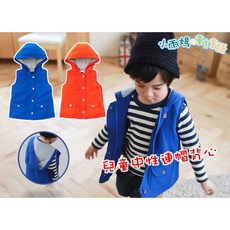 【台灣賣家24H出貨】前開釦帽式背心兒童背心保暖連帽背心男女童中小童無袖背心