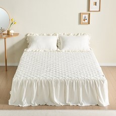 데시뉴 뉴노멀 롱프릴 항균 누빔 침대패드, 아이보리