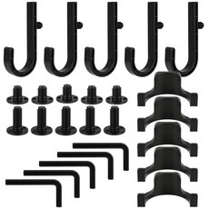 MOCCOOL 보관 창고 도구 후크 21개 장인 창고 선반 액세서리 걸이 정리용 J/U 모양 ABS 행거 렌치 삽 갈퀴용 교체 나사 포함 블랙 233425, MOCCOOL 보관 창고 도구 후크 21개, 장인 창고