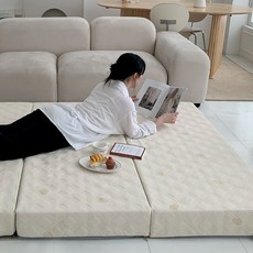 코트니아 프리미엄 100% 국내생산 유기농 오가닉 순면 안정성 검증완료 고탄성 3단 접이식 매트리스 2컬러