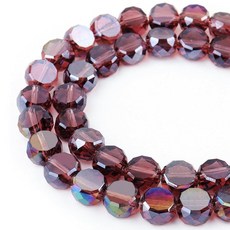 DIQIO 주얼리 제작용 6mm 스파클 플랫 크리스탈 비즈 - 팔찌용 코인 스페이서 라운드 슬라이스 93-100개 레이크 블루 AB 164529, 미디엄 퍼플