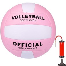NiuXTool 공식 사이즈 5 소프트 터치 배구공 - 에어 펌프가 있는 프리미엄 PVC 실외 및 실내 공 내구성 미끄럼 방지 경량 청소년 및 성인용 (화이트 + 핑크), 화이트 + 핑크
