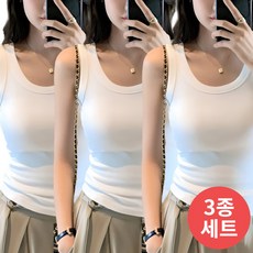 라온투유 여성 골지 나시 스판 슬리브리스 3P장 세트