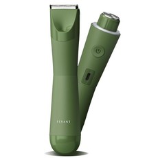 여성용 비키니 트리머 전기 면도기 1대 2 LED가 장착된 퍼빅 헤어 방수 IPX7 다리 팔 아래 영역용 친구용 풀 보우 선물 상자 - 쉘 화이트, Dark Green