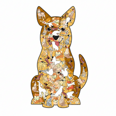 異形動物造型木質拼圖：立體曼陀羅海龜3D不規則拼圖，每塊拼圖都是驚喜, 好多狗狗（小）, 1個, 100片