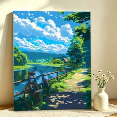DIY그림그리기 명화그리기 캔버스 유화그리기세트 40 x 50cm, 1개, 011 호반의 오후