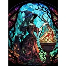 스테인드 글라스 DIY 전체 120 색상 AB 요정 먼지 다이아몬드 페인팅 크로스 스티치 까마귀 마녀 패턴 키, 11 AB FD square 80x110, 07 파란색
