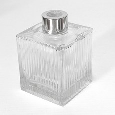 豎紋方型200ML香薰瓶 VITO zakka 擴香 香薰 玻璃空瓶 擴香瓶 香薰瓶 玻璃方瓶, 透明空瓶,金色蓋, 1個