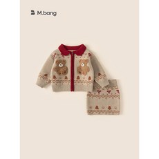 【店鋪新款】臺灣出貨 【ip聯名】邦選兒童衣服小童毛衣外套半身裙兩件套聖誕女童套裝