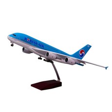 모형비행기 여객기 피규어 LED 장식품 항공기 조명 B747, 380 한국 45cm 바퀴