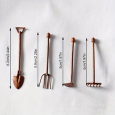 Dollhouse 復古迷你工具花園裝飾擺件, 4個一套12g,包裝6.5*2*1cm