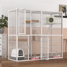 【極有家】貓籠子 貓咪繁殖別墅 多功能貓屋 大貓籠 貓鐵籠 超大自由空間 放貓窩貓爬架家用, 四層建議2只,速發 送吊床, 1個