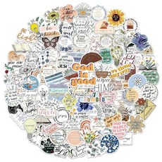 Fuzmo 영감을 주는 기독교 스티커 100개 물병 노트북 휴대폰 기타용 방수 성경 구절 스티커 성인 어린이 여성 남성 청소년용 선물 220706, Fuzmo 영감을 주는 기독교 스티커 100개, 물병,