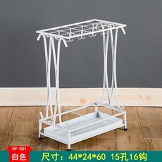 臺灣出貨 傘架傘桶 雨傘架 雨傘收納架 雨傘桶 創意雨傘架酒店大堂家用鐵藝傘筒雨傘桶收納桶落地式放傘架子傘桶, 白色（15孔16鉤）, 1個
