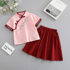 兒童旗袍夏2026新款女童唐裝套裝棉麻寶寶漢服中國風童裝連衣裙