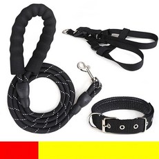 강아지외장칩 동물등록번호 강아지인식표 목걸이 이름표, 6. 1.5m 목줄세트 블랙, 강화 S (1.55.5kg)