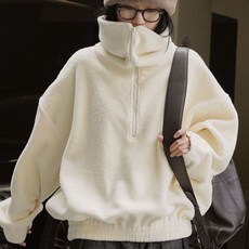 DANGZ 여성 가을 겨울 루즈핏 뽀글이 퍼 자켓 아우터 램스울 후드티 A06