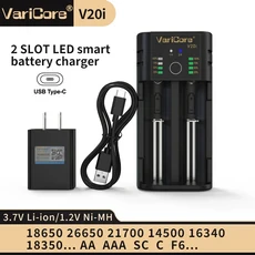 VariCore V20i V10 1/2슬롯 3.7V 리튬 이온용 스마트 배터리 충전기 18650 21700 26650 16340 1.2V Ni-MH A, 01 V20i-5V2A-US
