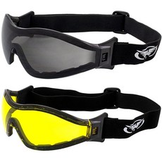 Global Vision Z-33 패딩 오토바이 스카이다이빙 고글 스모크 & 블루 미러 렌즈 2쌍, Global Vision Z-33 패딩 오토바이 스카이