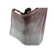 Winged Sirenny 2.8m3야드 벨리 댄스 실크 베일 그라데이션 색상 리얼 럭셔리 벨리댄스 스카프 손으로 감은 가장자리 그린 140920, 은은한 브라운 그라데이션