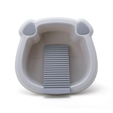 洗衣盆帶搓衣板塑料盆家用加厚加深大號一體大盆子洗衣服洗臉盆, 1個, 【兒童款】簡約灰