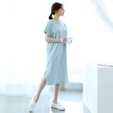 임산부 반팔 고래수유원피스 면 빅사이즈 롱 수유복 160053