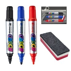 [오마이문구] 3색 보드 마카펜 빨강 파랑 검정 + 지우개 세트