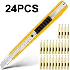 4/24팩 케이스 커터 접이식 다용도 칼 9MM 와이드 스냅오프 상자 포장 판지 절단용 엑사토, 01 9MM-24PCS