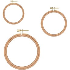 San Anton Green 자수 프레임 너도밤나무 재질 3개 세트 (7.5cm·10.5cm·15.5cm)