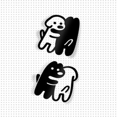 키키카카 허크 강아지 노트북 캐리어 스티커, 1개, 검정 무광 시트지 M