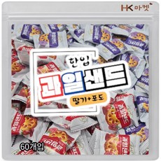 에이치케이마켓 한입 과일샌드 딸기+포도 2종 60개입, 370g, 1개