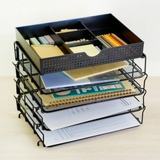 可重疊文件收納架附工具盒139BK-四層