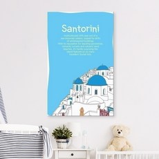 홈스타일링 캔버스액자 블루 산토리니, 25X25cm
